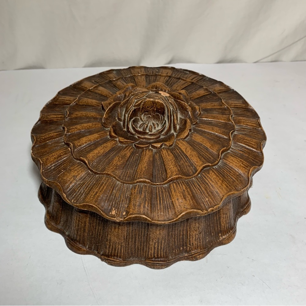 VINTAGE BARRICINI Candies CHOCOLATE CANDY GIFT BOX SYROCCO Wood Rose Flower Old